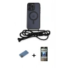 MARSİLYAN™- iPhone 12 Pro Kılıf Eksen Özel Seri - Siyah 34D Hayalet Izgaralı Cam + Shine Kamera Lens Koruma Cam - GD