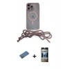 MARSİLYAN™- iPhone 12 Pro Kılıf Eksen Özel Seri - Siyah 34D Hayalet Izgaralı Cam + Shine Kamera Lens Koruma Cam - GD