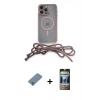 MARSİLYAN™- iPhone 12 Pro Kılıf Eksen Özel Seri - Siyah 34D Hayalet Izgaralı Cam + Metal Kamera Lens Koruma Cam - GS