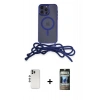 MARSİLYAN™- iPhone 12 Pro Kılıf Eksen Özel Seri - Siyah 34D Hayalet Izgaralı Cam + Shine Kamera Lens - GS