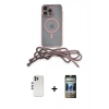 MARSİLYAN™- iPhone 12 Pro Kılıf Eksen Özel Seri - Siyah 34D Hayalet Izgaralı Cam + Shine Kamera Lens - GS