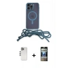 MARSİLYAN™- iPhone 12 Pro Kılıf Eksen Özel Seri - Siyah 34D Hayalet Izgaralı Cam + Shine Kamera Lens - GS