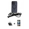 MARSİLYAN™- iPhone 12 Pro Kılıf Eksen Özel Seri - Siyah 34D Hayalet Izgaralı Cam + Kamera Lens Koruma Cam - SF