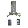 MARSİLYAN™- iPhone 12 Pro Kılıf Eksen Özel Seri - Siyah 34D Hayalet Izgaralı Cam + Neon Fosforlu Kamera Lens - MI