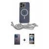 MARSİLYAN™- iPhone 12 Pro Kılıf Eksen Özel Seri - Siyah 34D Hayalet Izgaralı Cam + Neon Fosforlu Kamera Lens - MI