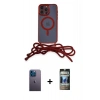 MARSİLYAN™- iPhone 12 Pro Kılıf Eksen Özel Seri - Siyah 34D Hayalet Izgaralı Cam + Neon Fosforlu Kamera Lens - MI