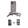 MARSİLYAN™- iPhone 12 Pro Kılıf Eksen Özel Seri - Siyah 34D Hayalet Izgaralı Cam + Neon Fosforlu Kamera Lens - MI