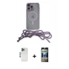 MARSİLYAN™- iPhone 12 Pro Kılıf Eksen Özel Seri - Siyah 34D Hayalet Izgaralı Cam + Shine Kamera Lens - MI
