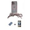 MARSİLYAN™- iPhone 12 Pro Kılıf Eksen Özel Seri - Siyah 34D Hayalet Izgaralı Cam + Metal Kamera Lens Koruma Cam - AKYL