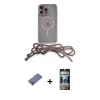 MARSİLYAN™- iPhone 12 Pro Kılıf Eksen Özel Seri - Siyah 34D Hayalet Izgaralı Cam + Metal Kamera Lens Koruma Cam - GD