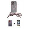 MARSİLYAN™- iPhone 12 Pro Kılıf Eksen Özel Seri - Siyah 34D Hayalet Izgaralı Cam + Neon Fosforlu Kamera Lens - TU