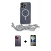 MARSİLYAN™- iPhone 12 Pro Kılıf Eksen Özel Seri - Siyah 34D Hayalet Izgaralı Cam + Neon Fosforlu Kamera Lens - TU