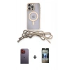 MARSİLYAN™- iPhone 12 Pro Kılıf Eksen Özel Seri - Siyah 34D Hayalet Izgaralı Cam + Neon Fosforlu Kamera Lens - TU