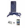 MARSİLYAN™- iPhone 12 Pro Kılıf Eksen Özel Seri - Siyah 34D Hayalet Izgaralı Cam + Rainbow Kamera Lens Koruma Cam - GD