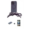 MARSİLYAN™- iPhone 12 Pro Kılıf Eksen Özel Seri - Siyah 34D Hayalet Izgaralı Cam + Renkli Kamera Lens Koruma Cam - YL