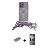MARSİLYAN™- iPhone 12 Pro Kılıf Eksen Özel Seri - Siyah 34D Hayalet Izgaralı Cam + Renkli Kamera Lens Koruma Cam - YL
