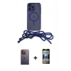 MARSİLYAN™- iPhone 12 Pro Kılıf Eksen Özel Seri - Siyah 34D Hayalet Izgaralı Cam + Neon Fosforlu Kamera Lens - SI