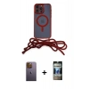 MARSİLYAN™- iPhone 12 Pro Kılıf Eksen Özel Seri - Siyah 34D Hayalet Izgaralı Cam + Neon Fosforlu Kamera Lens - SI
