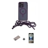 MARSİLYAN™- iPhone 12 Pro Kılıf Eksen Özel Seri - Siyah 34D Hayalet Izgaralı Cam + Shine Kamera Lens Koruma Cam - SABE