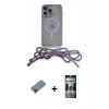 MARSİLYAN™- iPhone 12 Pro Kılıf Eksen Özel Seri - Siyah 34D Hayalet Izgaralı Cam + Shine Kamera Lens Koruma Cam - SH