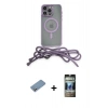 MARSİLYAN™- iPhone 12 Pro Kılıf Eksen Özel Seri - Siyah 34D Hayalet Izgaralı Cam + Shine Kamera Lens Koruma Cam - GS