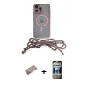 MARSİLYAN™- iPhone 12 Pro Kılıf Eksen Özel Seri - Siyah 34D Hayalet Izgaralı Cam + Shine Kamera Lens Koruma Cam - SABE