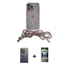 MARSİLYAN™- iPhone 12 Pro Kılıf Eksen Özel Seri - Siyah 34D Hayalet Izgaralı Cam + Neon Fosforlu Kamera Lens - YL