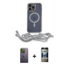 MARSİLYAN™- iPhone 12 Pro Kılıf Eksen Özel Seri - Siyah 34D Hayalet Izgaralı Cam + Neon Fosforlu Kamera Lens - YL
