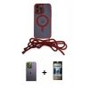 MARSİLYAN™- iPhone 12 Pro Kılıf Eksen Özel Seri - Siyah 34D Hayalet Izgaralı Cam + Neon Fosforlu Kamera Lens - YL