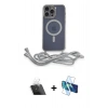 MARSİLYAN™- iPhone 12 Pro Kılıf Eksen Özel Seri - Siyah 3D Antistatik Cam Ekran Koruyucu + Kamera Lens Koruma Cam - SF