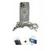 MARSİLYAN™- iPhone 12 Pro Kılıf Eksen Özel Seri - Siyah 3D Antistatik Cam Ekran Koruyucu + Kamera Lens Koruma Cam - SF