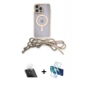 MARSİLYAN™- iPhone 12 Pro Kılıf Eksen Özel Seri - Siyah 3D Antistatik Cam Ekran Koruyucu + Kamera Lens Koruma Cam - SF