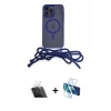 MARSİLYAN™- iPhone 12 Pro Kılıf Eksen Özel Seri - Siyah 3D Antistatik Cam Ekran Koruyucu + Kamera Lens Koruma Cam - SF