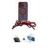 MARSİLYAN™- iPhone 12 Pro Kılıf Eksen Özel Seri - Siyah 3D Antistatik Cam Ekran Koruyucu + Kamera Lens Koruma Cam - SF