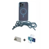 MARSİLYAN™- iPhone 12 Pro Kılıf Eksen Özel Seri - Siyah 3D Antistatik Cam Ekran Koruyucu + Rainbow Kamera Lens Koruma Cam - GD
