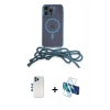 MARSİLYAN™- iPhone 12 Pro Kılıf Eksen Özel Seri - Siyah 3D Antistatik Cam Ekran Koruyucu + Shine Kamera Lens - MI