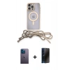 MARSİLYAN™- iPhone 12 Pro Kılıf Eksen Özel Seri - Siyah 3D Antistatik Hayalet Cam Ekran Koruyucu + Neon Fosforlu Kamera Lens - MI