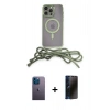 MARSİLYAN™- iPhone 12 Pro Kılıf Eksen Özel Seri - Siyah 3D Antistatik Hayalet Cam Ekran Koruyucu + Neon Fosforlu Kamera Lens - MI