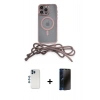 MARSİLYAN™- iPhone 12 Pro Kılıf Eksen Özel Seri - Siyah 3D Antistatik Hayalet Cam Ekran Koruyucu + Shine Kamera Lens - MI