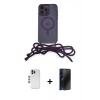 MARSİLYAN™- iPhone 12 Pro Kılıf Eksen Özel Seri - Siyah 3D Antistatik Hayalet Cam Ekran Koruyucu + Shine Kamera Lens - MI