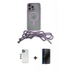 MARSİLYAN™- iPhone 12 Pro Kılıf Eksen Özel Seri - Siyah 3D Antistatik Hayalet Cam Ekran Koruyucu + Shine Kamera Lens - MI