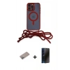 MARSİLYAN™- iPhone 12 Pro Kılıf Eksen Özel Seri - Siyah 3D Antistatik Hayalet Cam Ekran Koruyucu + Shine Kamera Lens Koruma Cam - SABE