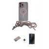 MARSİLYAN™- iPhone 12 Pro Kılıf Eksen Özel Seri - Siyah 3D Antistatik Hayalet Cam Ekran Koruyucu + Shine Kamera Lens Koruma Cam - SABE