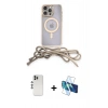 MARSİLYAN™- iPhone 12 Pro Kılıf Eksen Özel Seri - Siyah 3D Antistatik Seramik Nano Ekran Koruyucu + Gümüş Shine Kamera Lens
