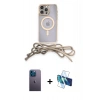 MARSİLYAN™- iPhone 12 Pro Kılıf Eksen Özel Seri - Siyah 3D Antistatik Seramik Nano Ekran Koruyucu + Mavi Neon Fosforlu Kamera Lens