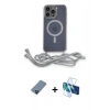 MARSİLYAN™- iPhone 12 Pro Kılıf Eksen Özel Seri - Siyah 3D Antistatik Seramik Nano Ekran Koruyucu + Metal Kamera Lens Koruma Cam - MI