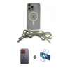 MARSİLYAN™- iPhone 12 Pro Kılıf Eksen Özel Seri - Siyah 3D Antistatik Seramik Nano Ekran Koruyucu + Turuncu Neon Fosforlu Kamera Lens