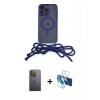 MARSİLYAN™- iPhone 12 Pro Kılıf Eksen Özel Seri - Siyah 3D Antistatik Seramik Nano Ekran Koruyucu + Neon Fosforlu Kamera Lens - YL