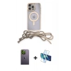 MARSİLYAN™- iPhone 12 Pro Kılıf Eksen Özel Seri - Siyah 3D Antistatik Seramik Nano Ekran Koruyucu + Neon Fosforlu Kamera Lens - YL