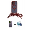 MARSİLYAN™- iPhone 12 Pro Kılıf Eksen Özel Seri - Siyah 3D Antistatik Seramik Nano Ekran Koruyucu + Neon Fosforlu Kamera Lens - YL